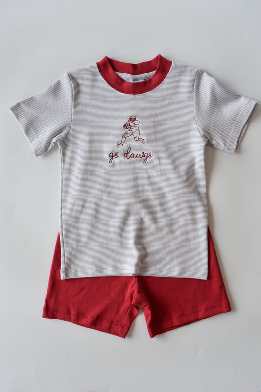 Go Dawgs Football Player Short Set
