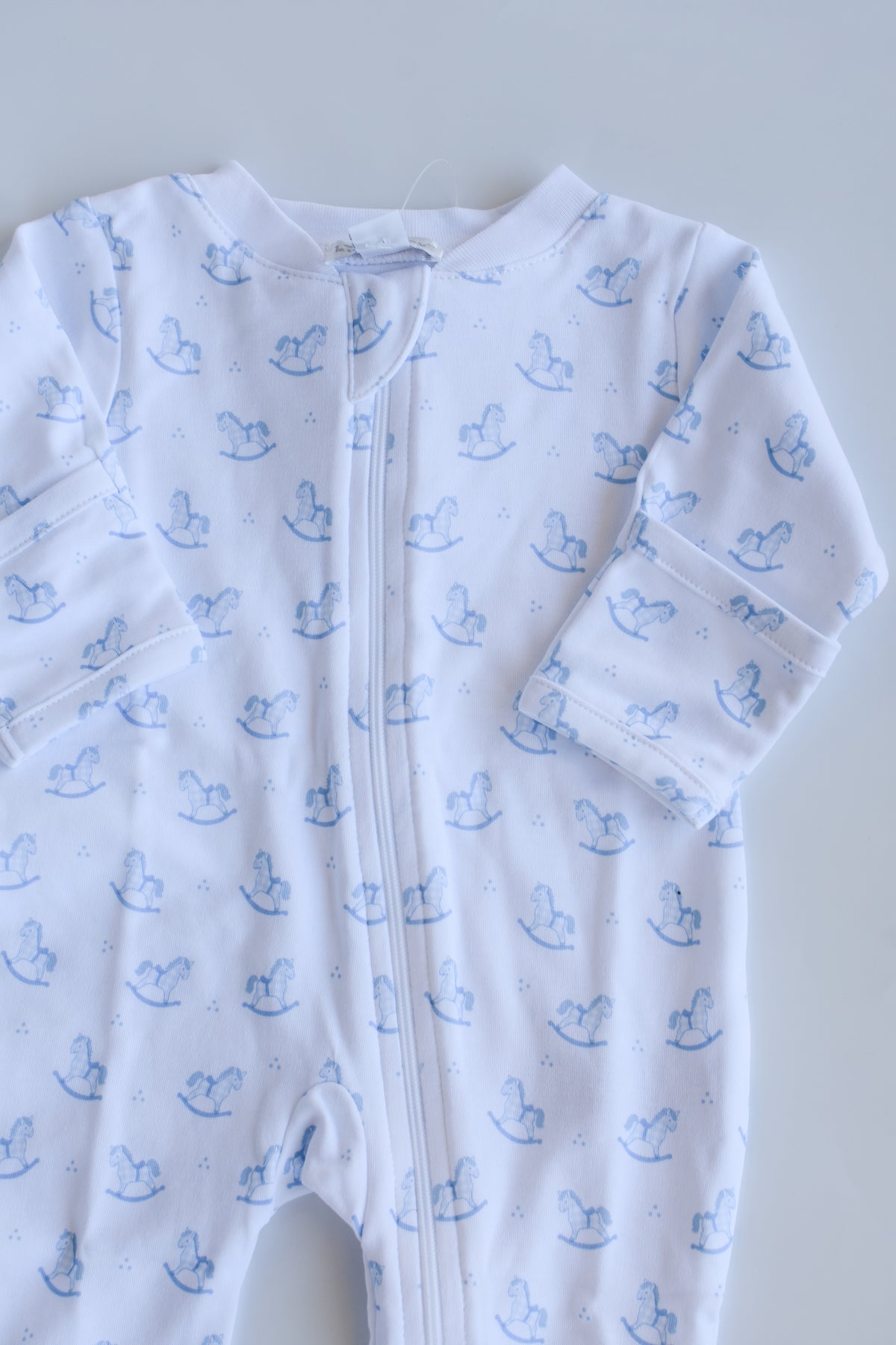 Blue Gingham Rockers Zip Footie