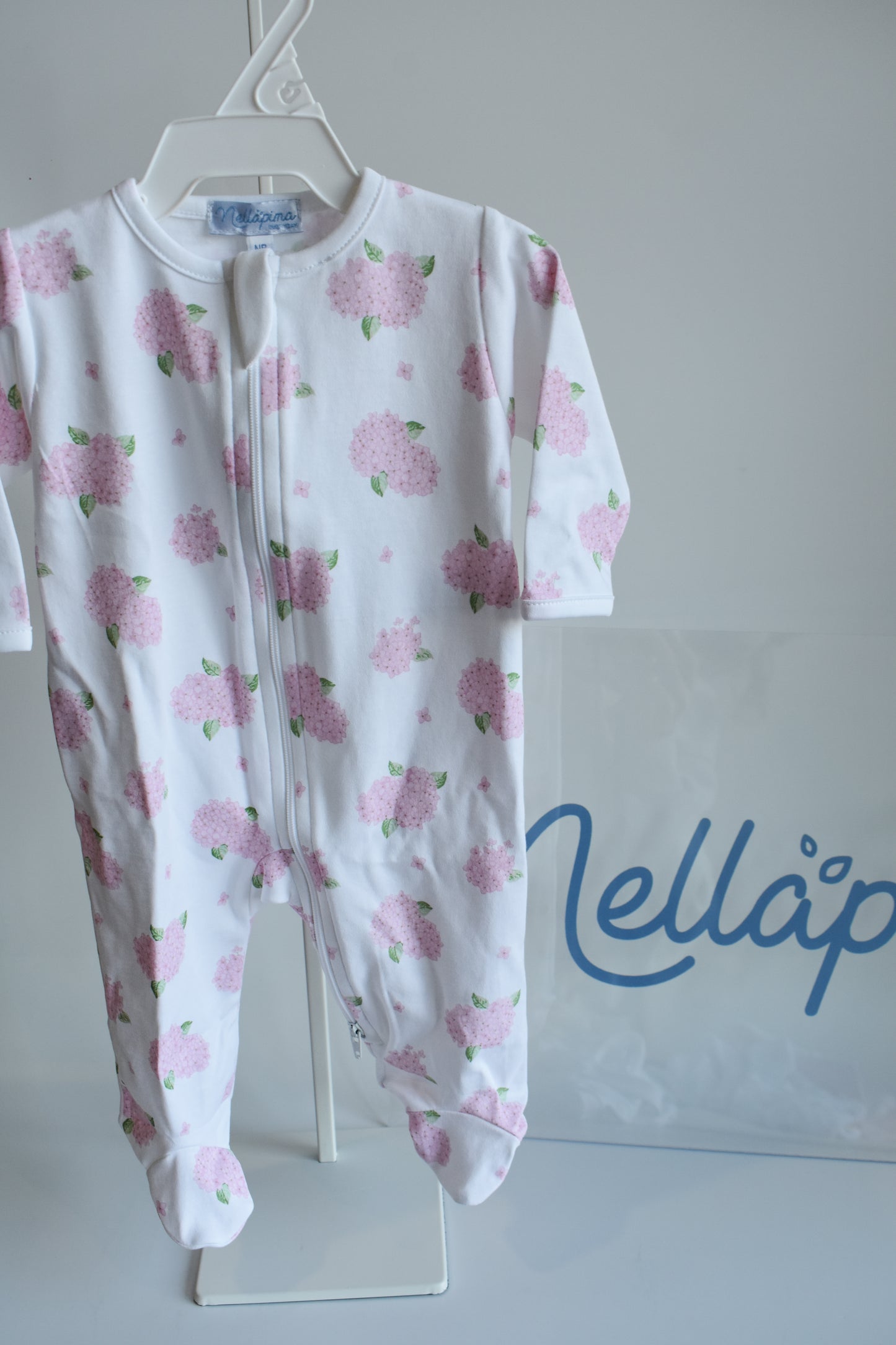 Pink Hydrangeas Zipper Footie