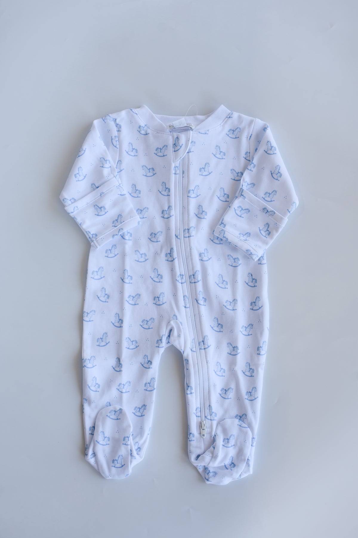 Blue Gingham Rockers Zip Footie