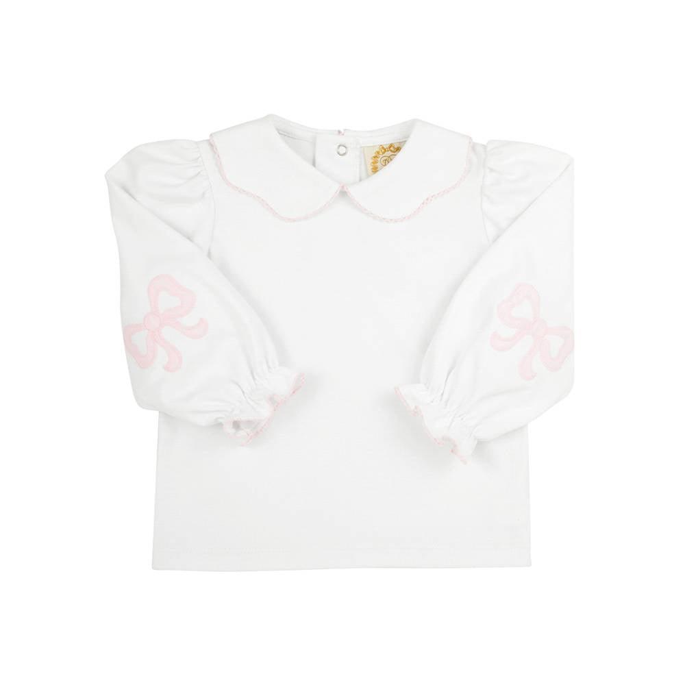 Emma’s Elbow Top-White/Palm Beach Pink