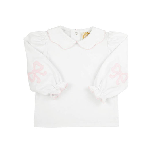 Emma’s Elbow Top-White/Palm Beach Pink