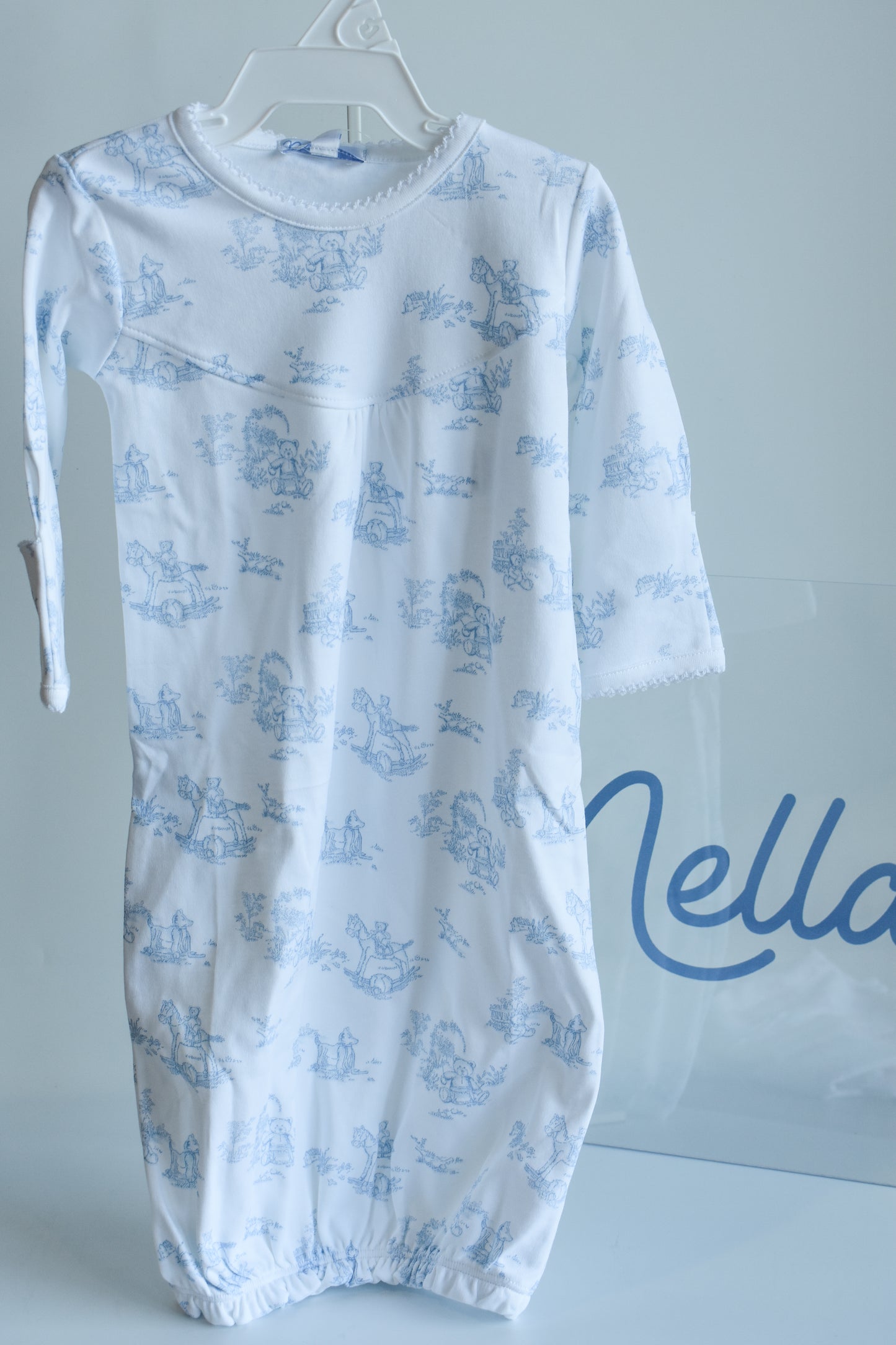 Classic Blue Toile Baby Gown