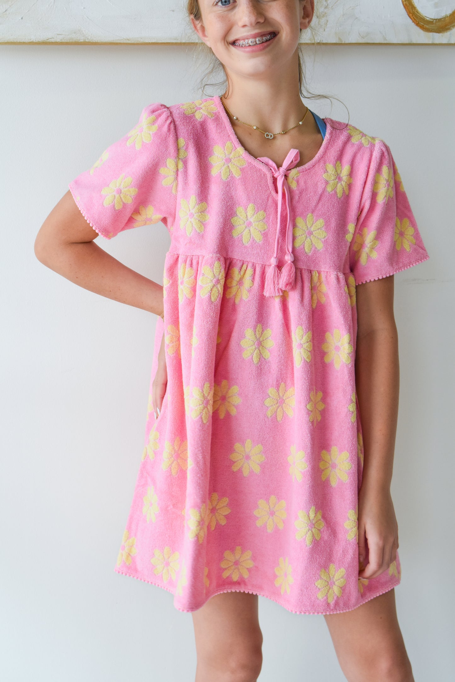 Riviera Dress-Pink Floral Terry