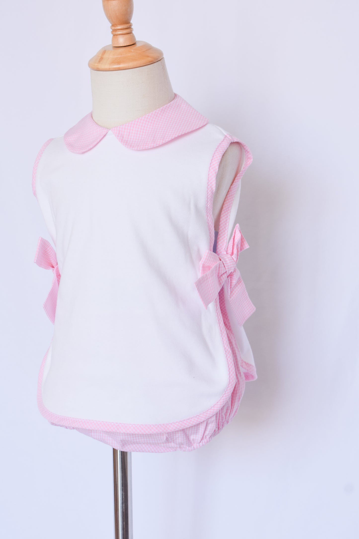 Bow Tab Diaper Set-Pink Mini Gingham