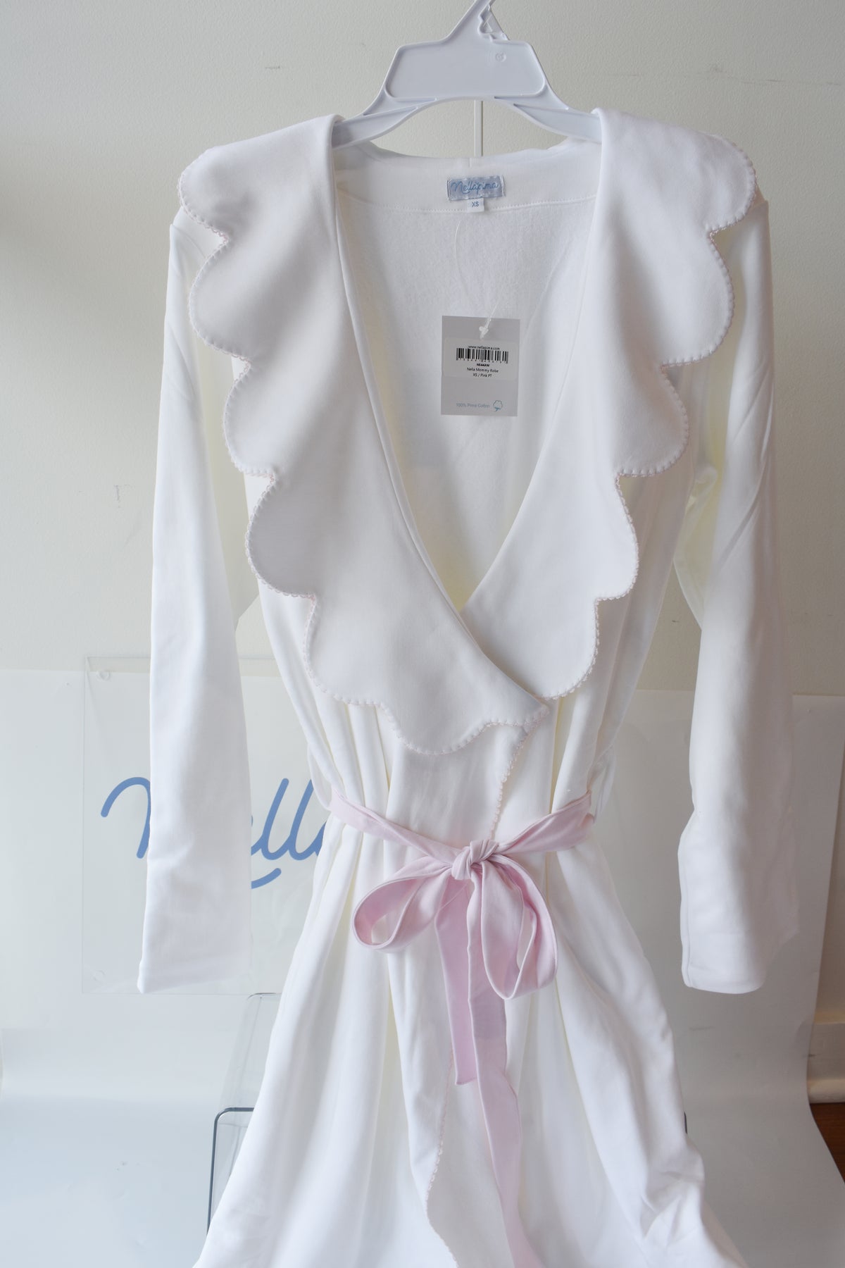 Nella Women's Robe-Pink Picot Trim