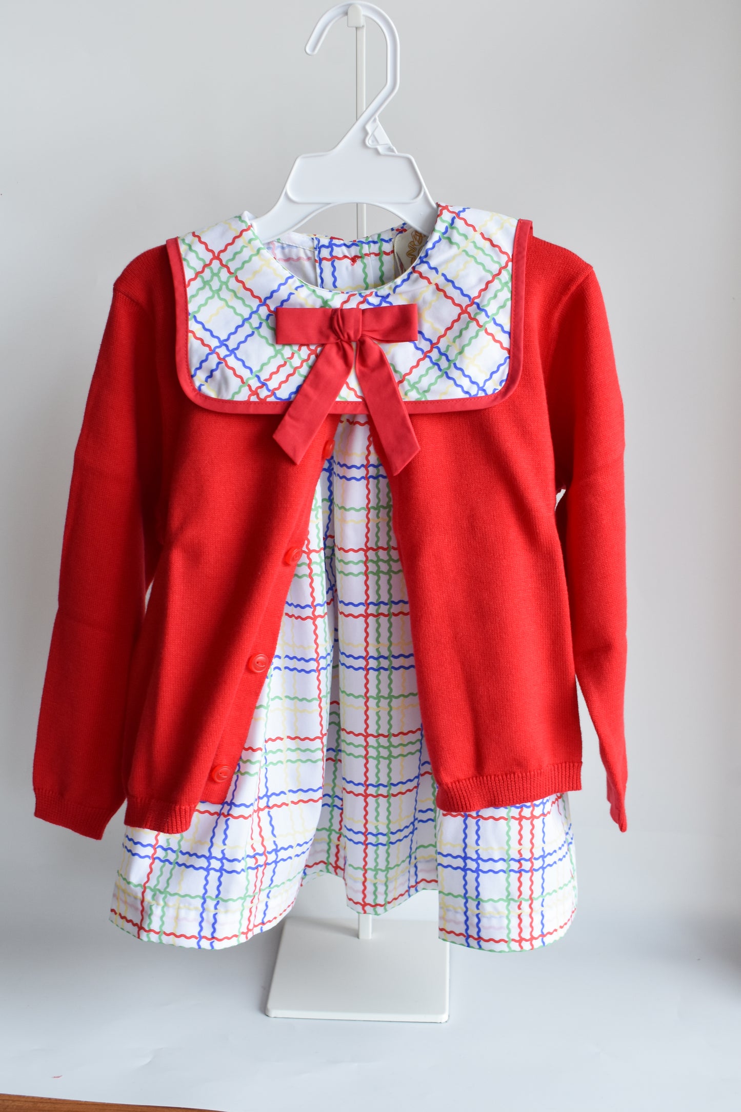 Sleeveless Stewart's Square Collar Dress-Wellington Windowpane