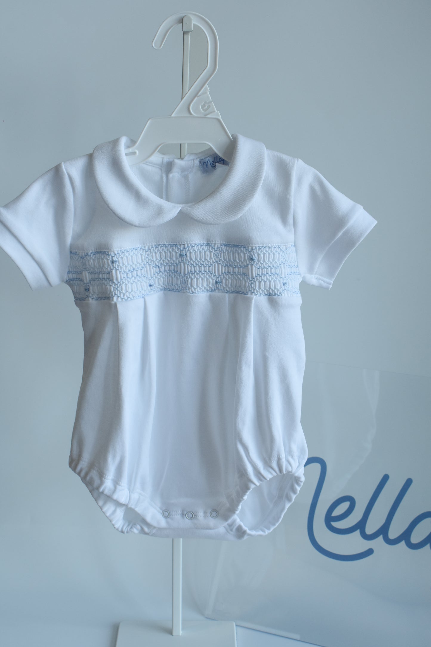 White Signature Smocked Boys Bubble