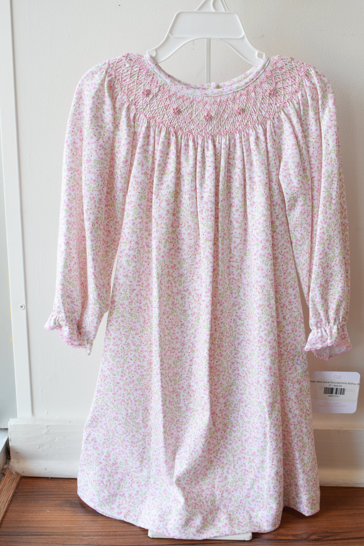 Harper Mini Floral Smocked Knit Bishop Dress