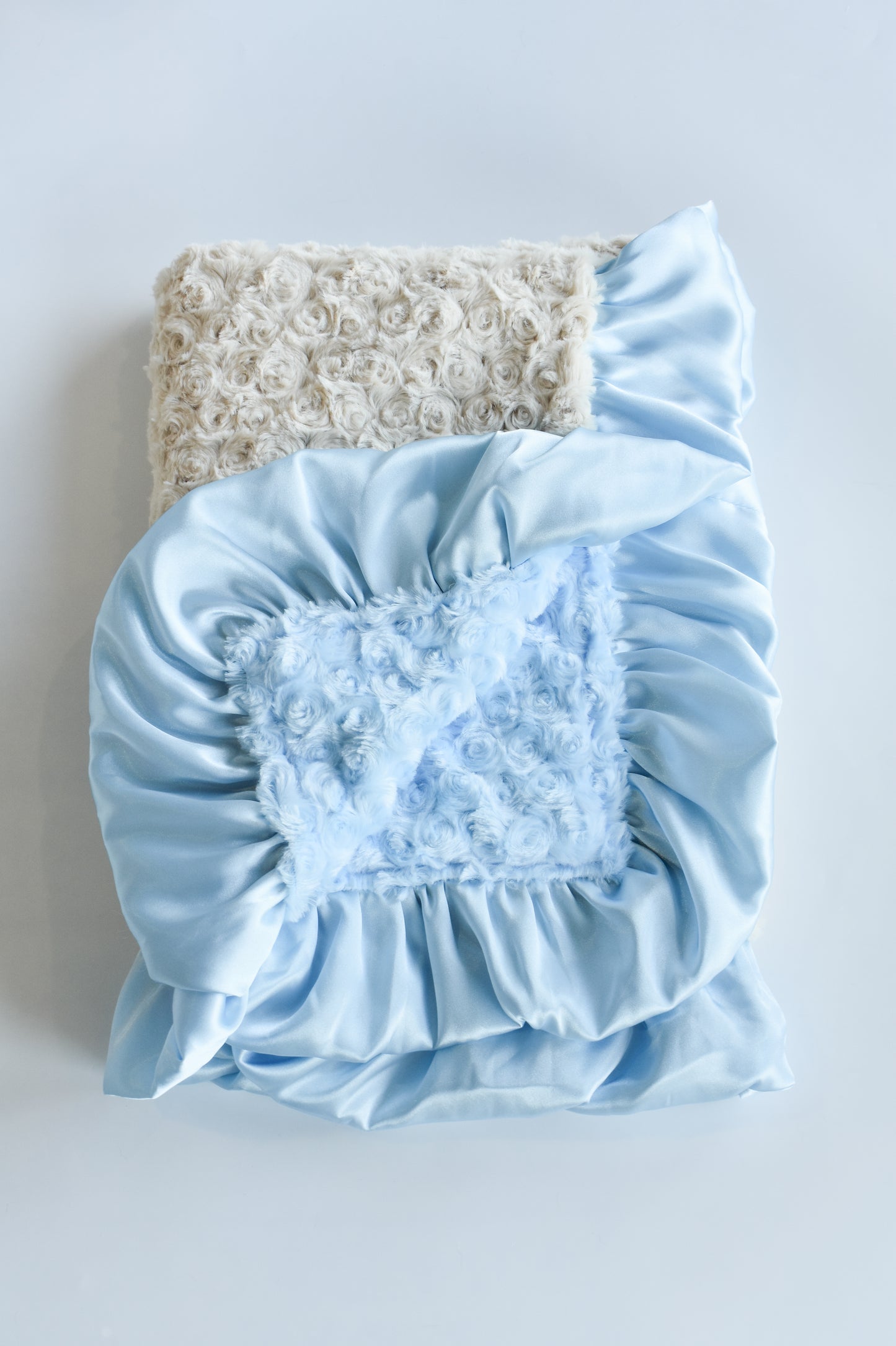 Double Plush Blanket-Blue/Camel Poodle