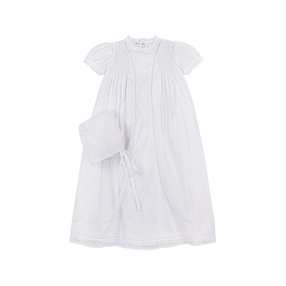 Girl's Pintuck and Lace Special Occasion Gown/Bonnet Set