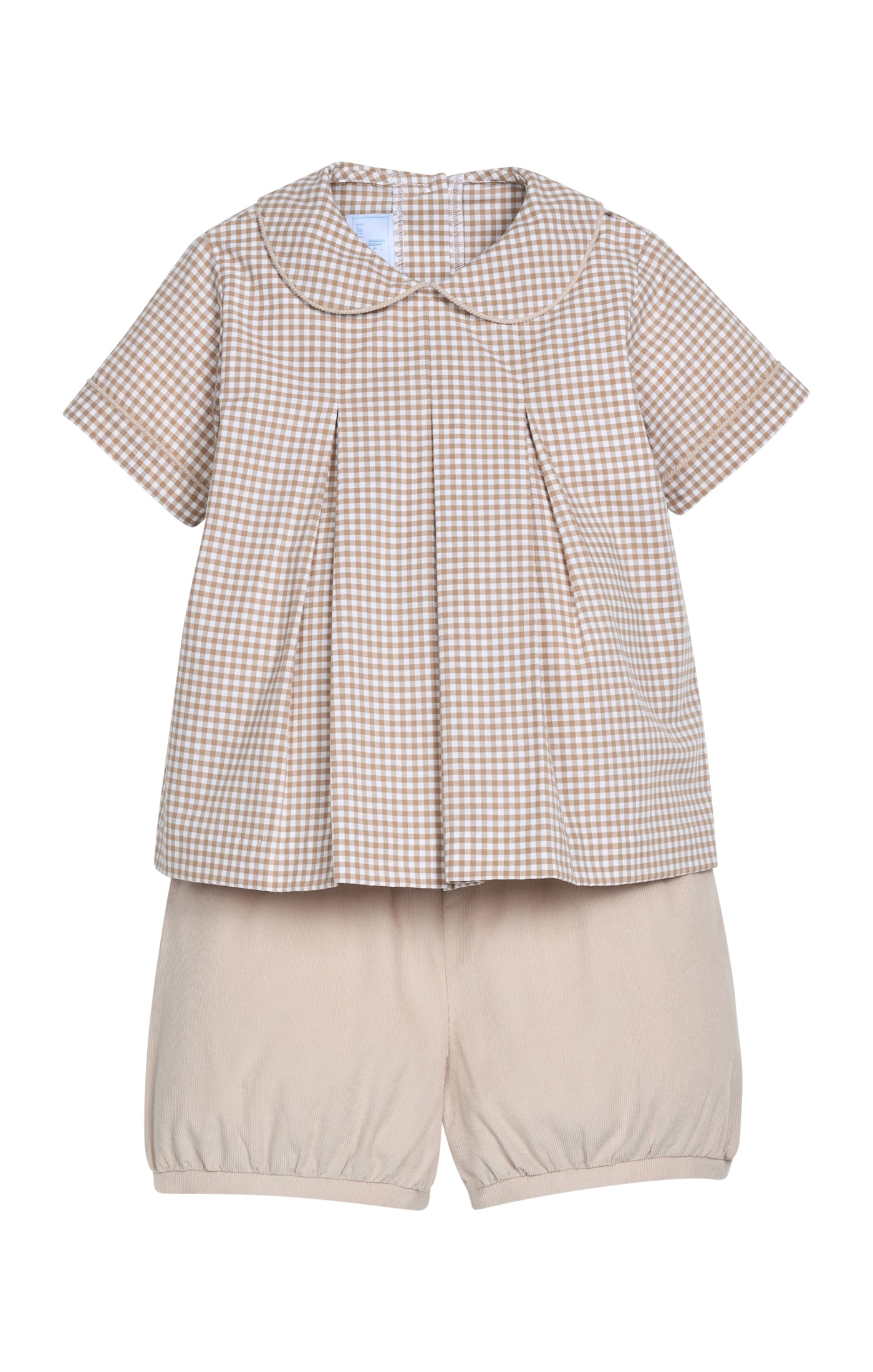 Carson Short Set-Khaki Gingham