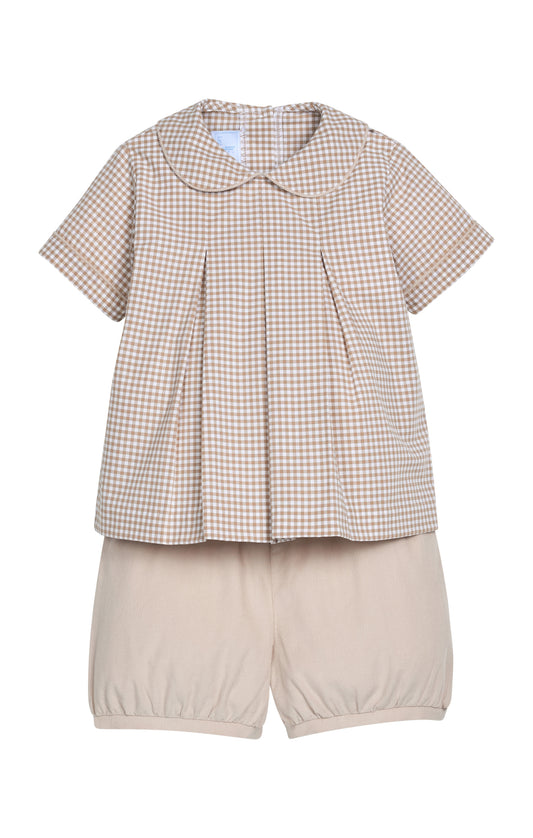 Carson Short Set-Khaki Gingham