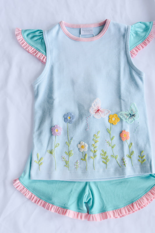 Butterfly Garden Ruffled Short Set