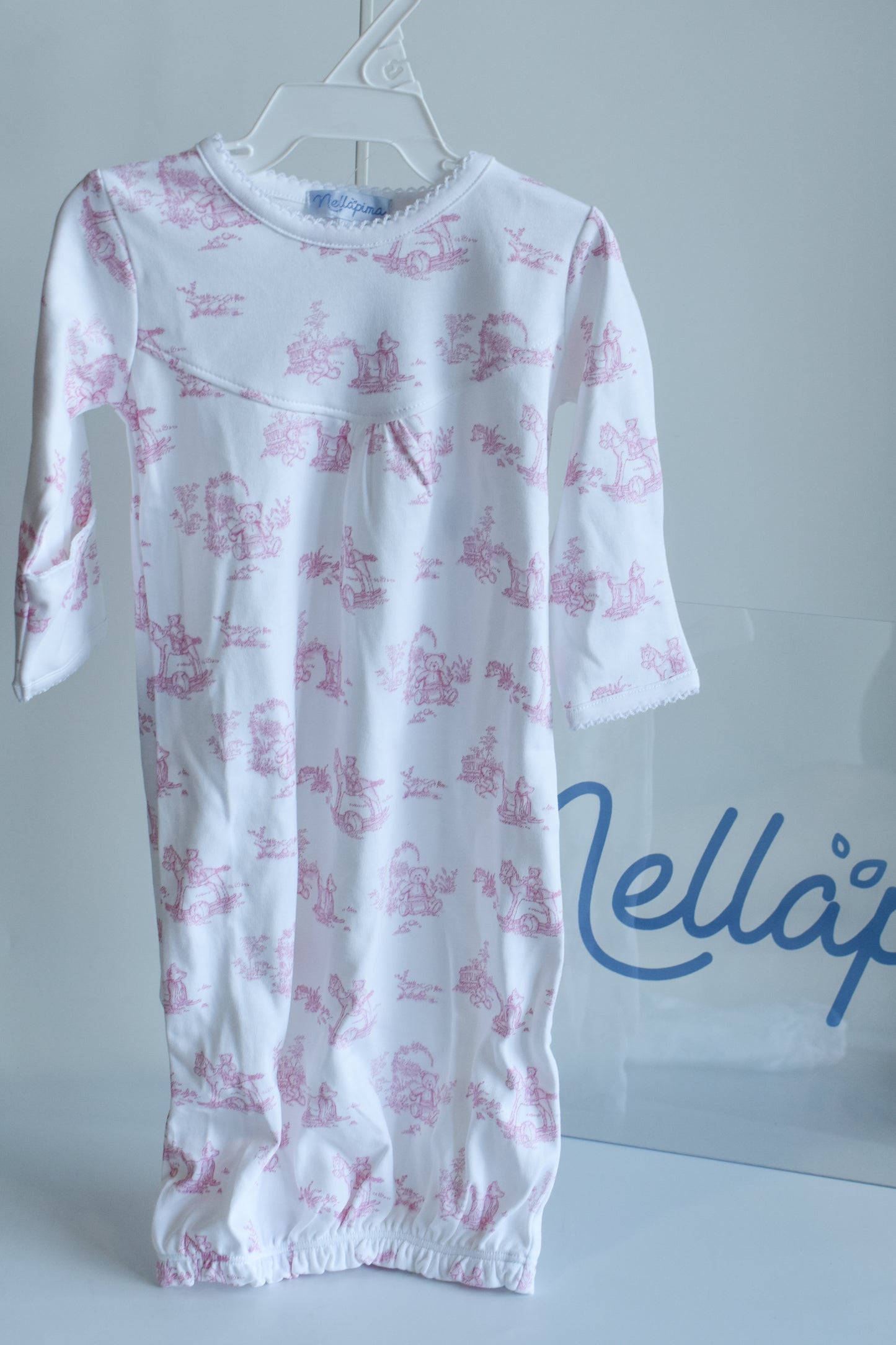 Classic Pink Toile Baby Gown