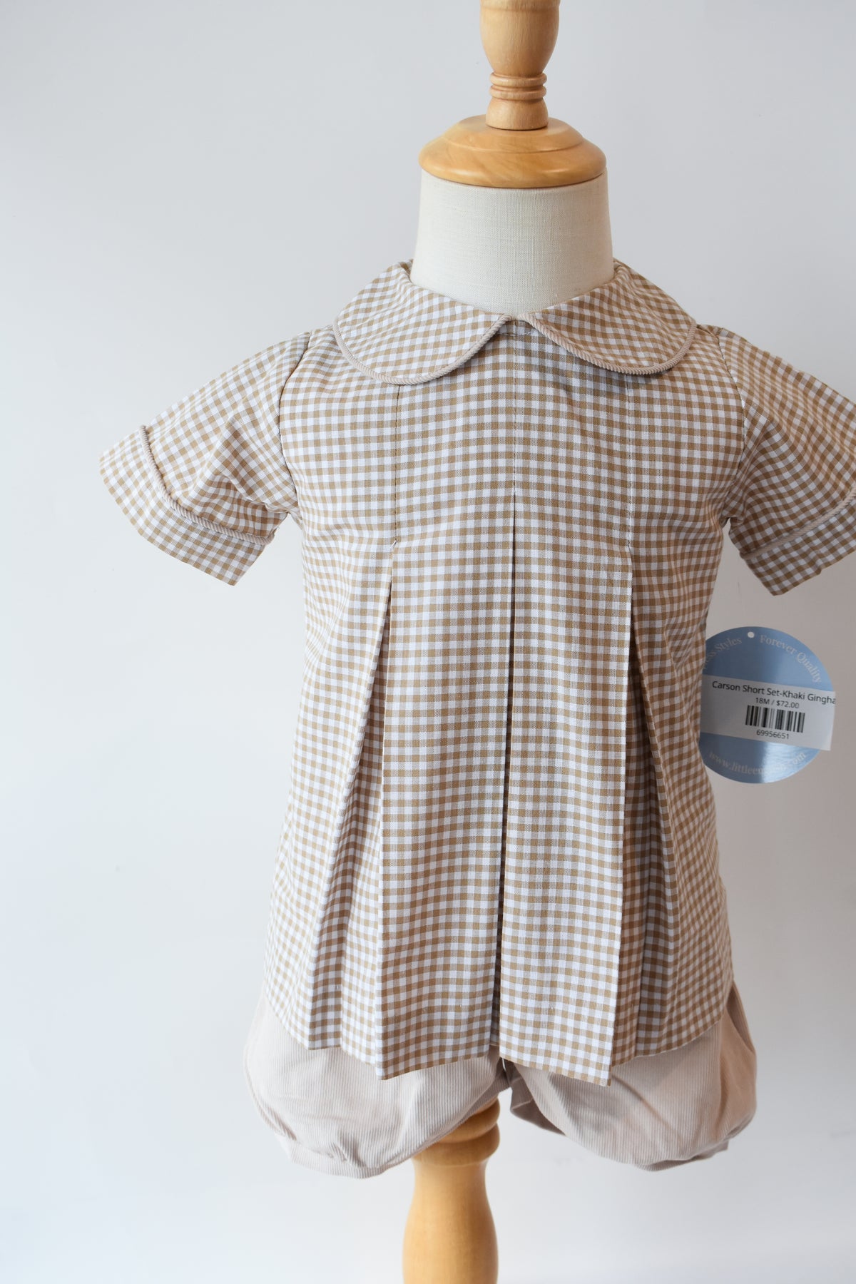 Carson Short Set-Khaki Gingham