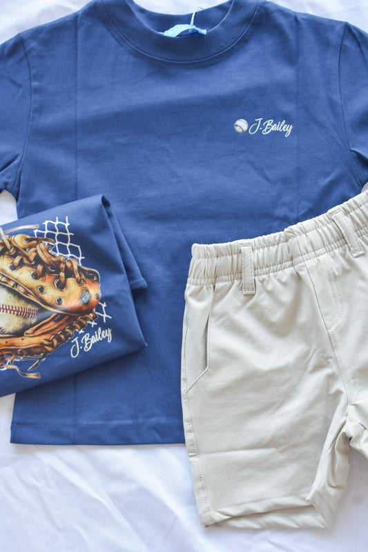 Short Sleeve Logo Tee-Baseball on Navy