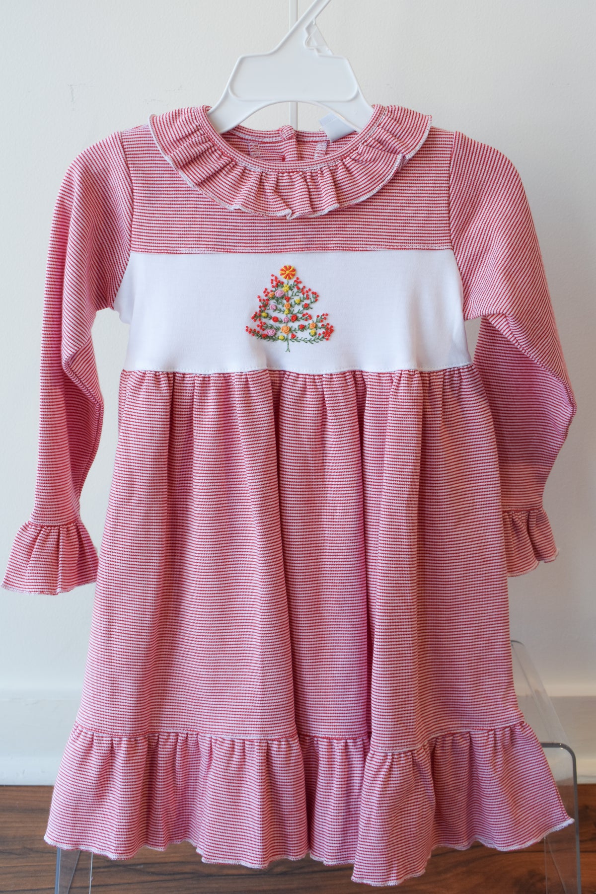Holiday Holly Long Sleeve Ruffle Hem Dress