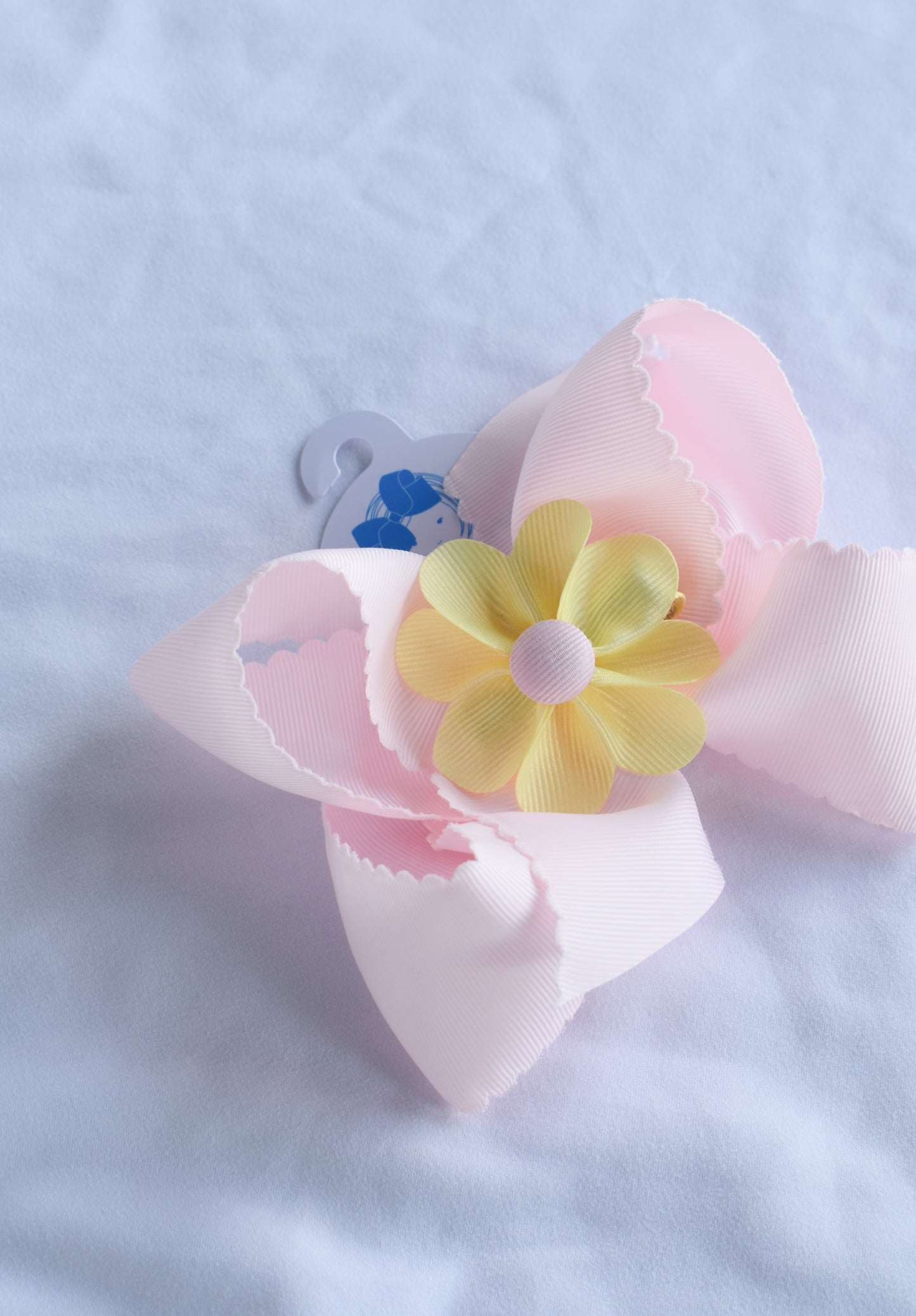 Small Petal Button Grosgrain Bow