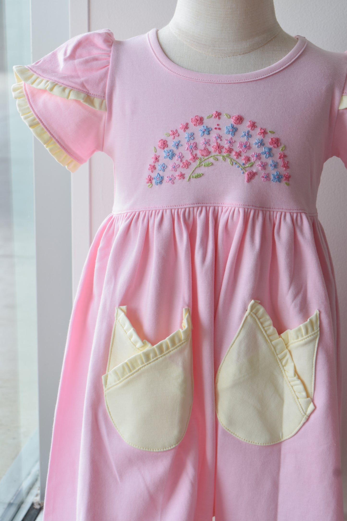 Blooming Rainbow Ruffled Pocket Dress