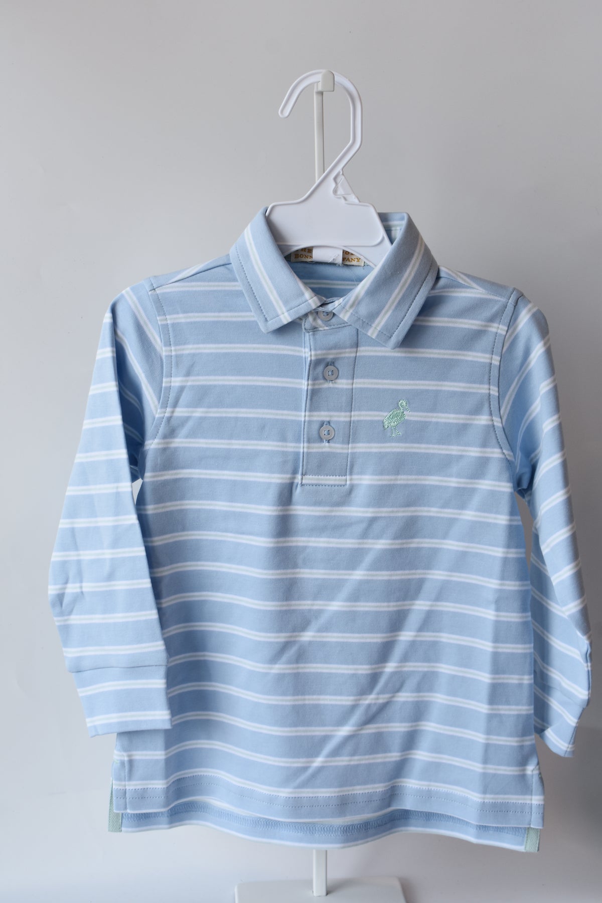 Prim and Proper Polo LS-Sarasota/Greenwich Stripe