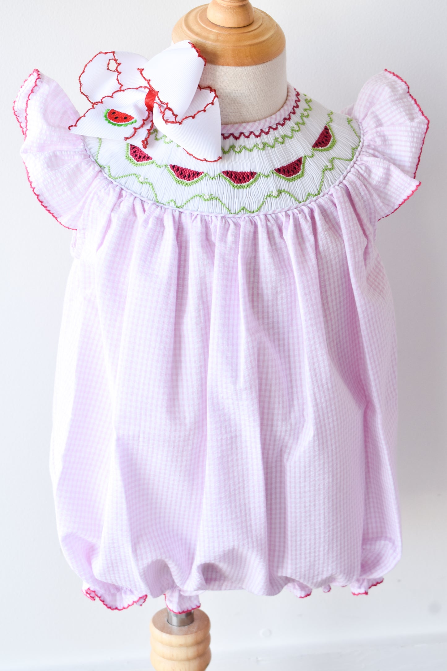 Emmie Watermelon Smocked Bubble
