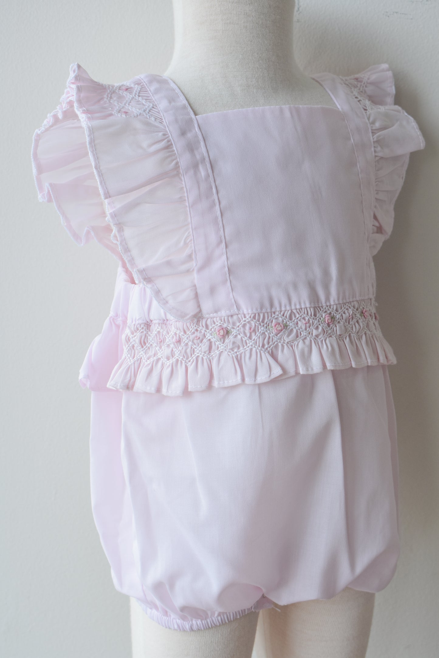 Pink Heirloom Smocked Ruffle Bubble