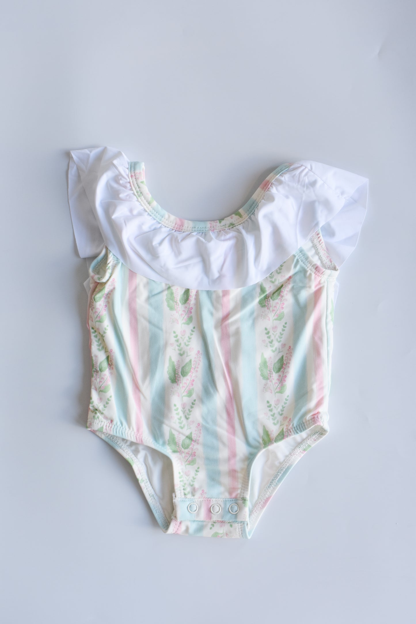 Florals and Stripes Flutter Sleeve One Piece