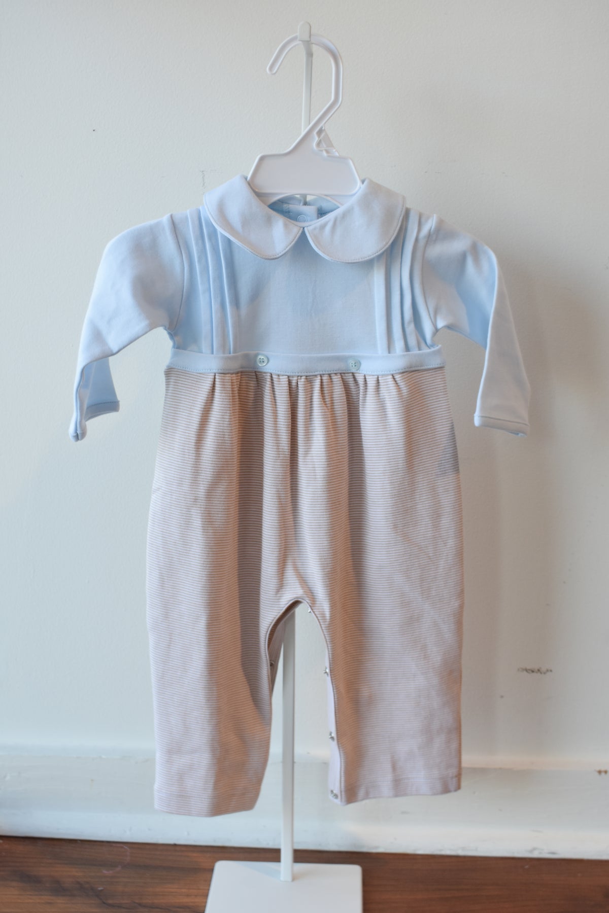 Fall Mini Stripe Blue Collared Longall