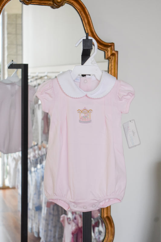 Pink Carousel Hand Embroidered Pima Bubble