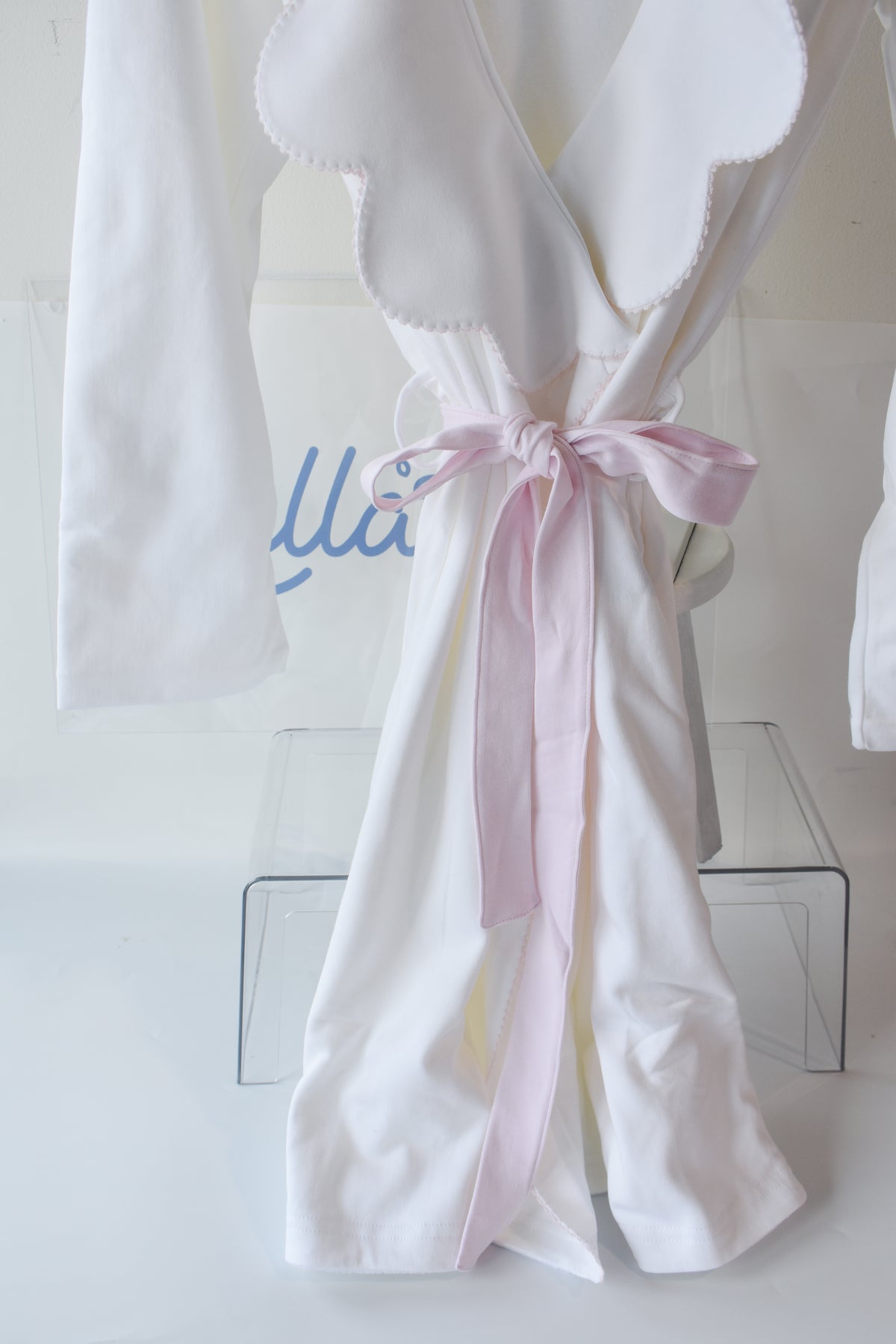 Nella Women's Robe-Pink Picot Trim