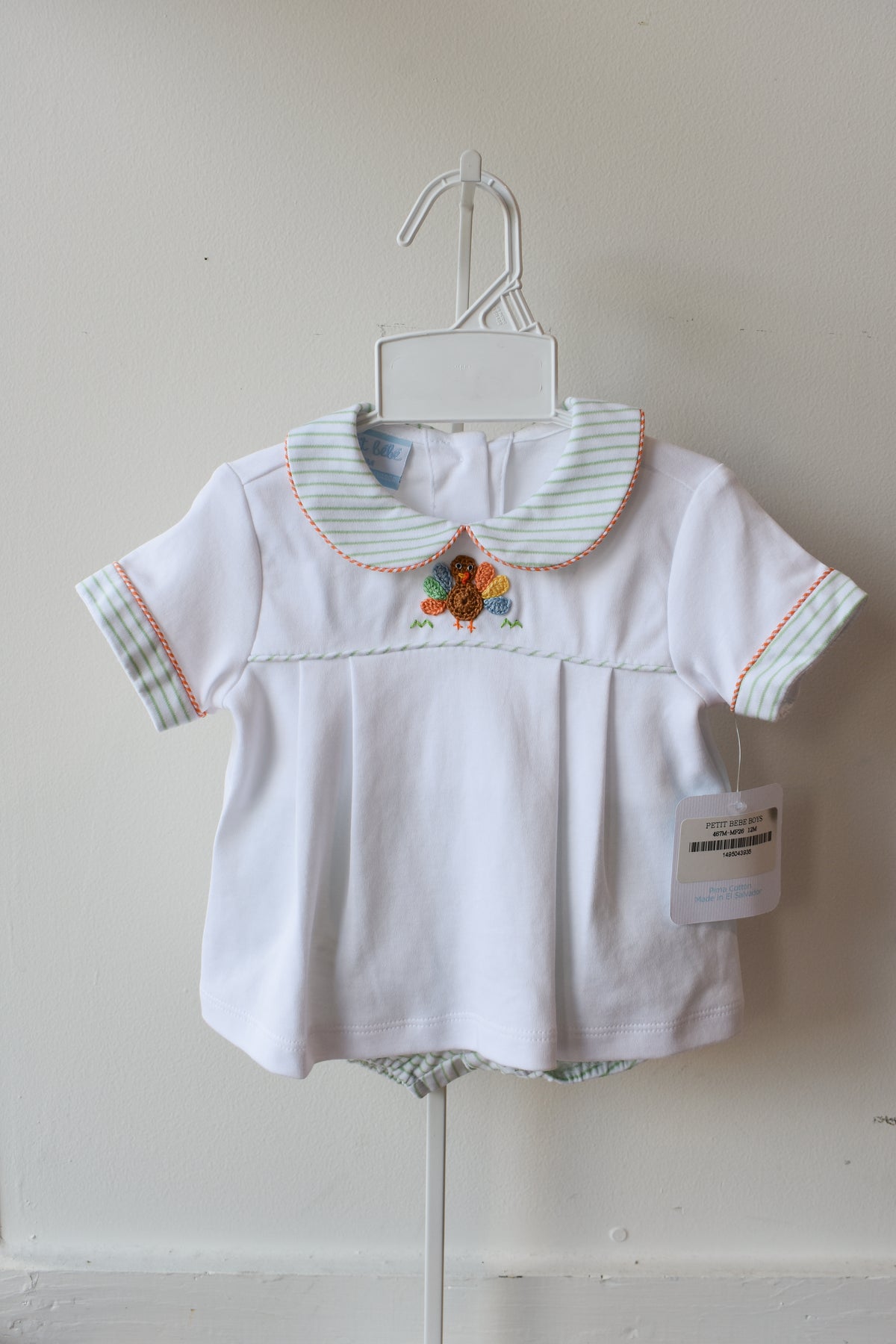 Gobble Gobble Boy’s Collared Knit Diaper/Short Set