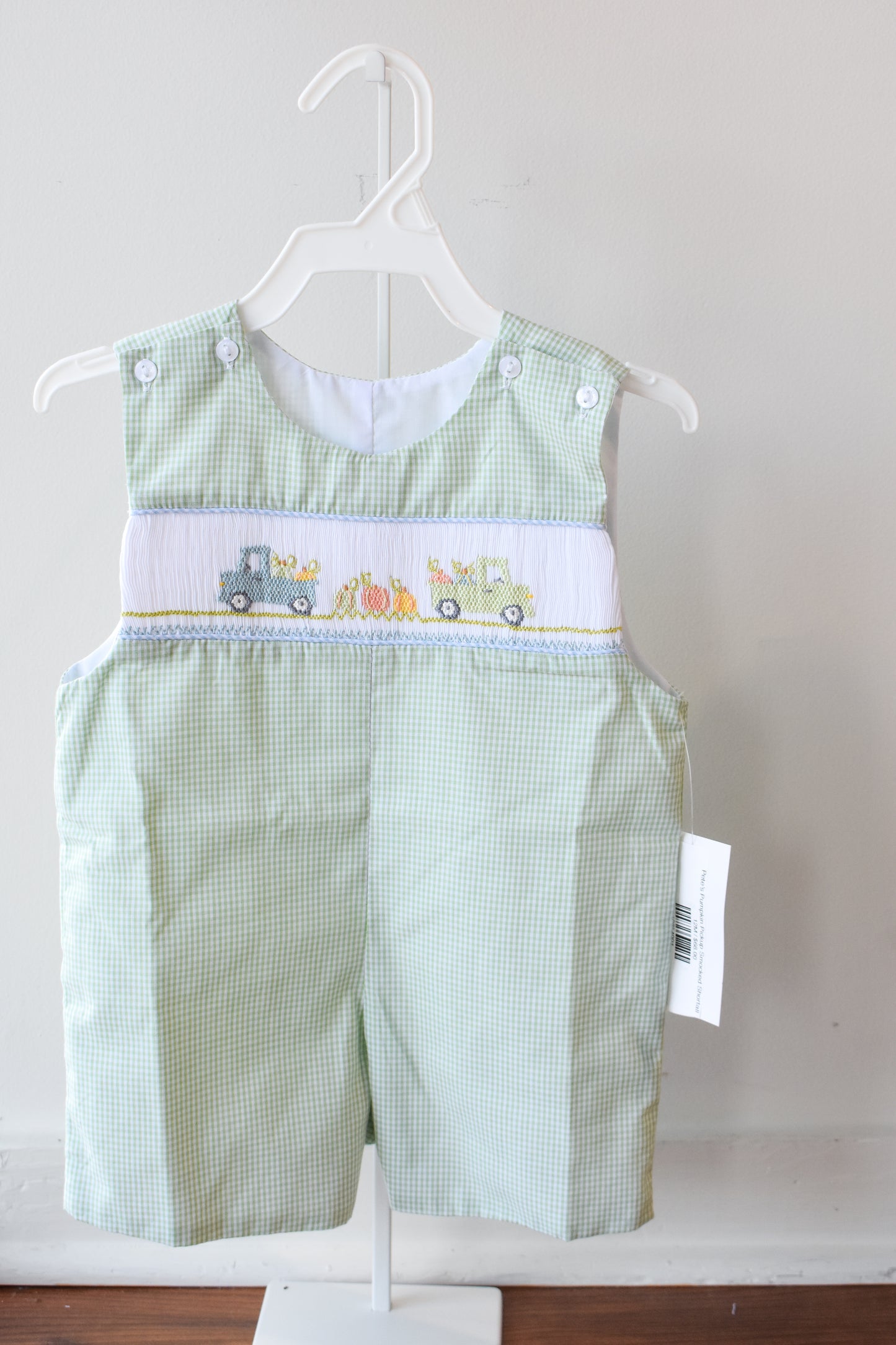 Pete’s Pumpkin Pickup Smocked Shortall