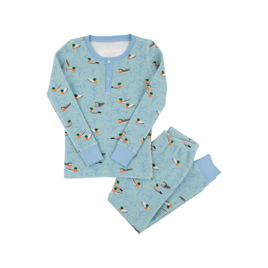 Sutton's Waffle Knit Set-Fine Weather for Ducks