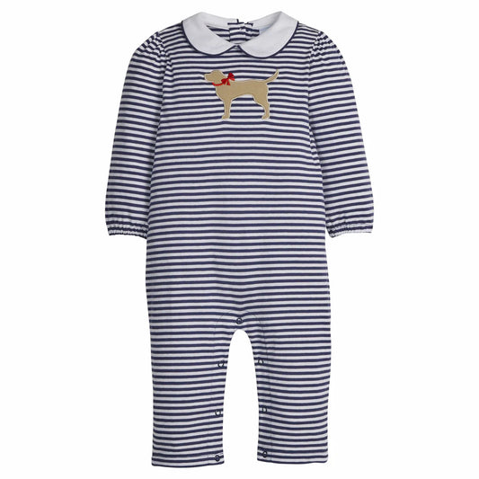 Tail Wag'n Girl's Peter Pan Striped Romper