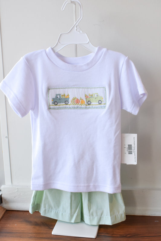 Tom's Pumpkin Pickup Smocked Short Set