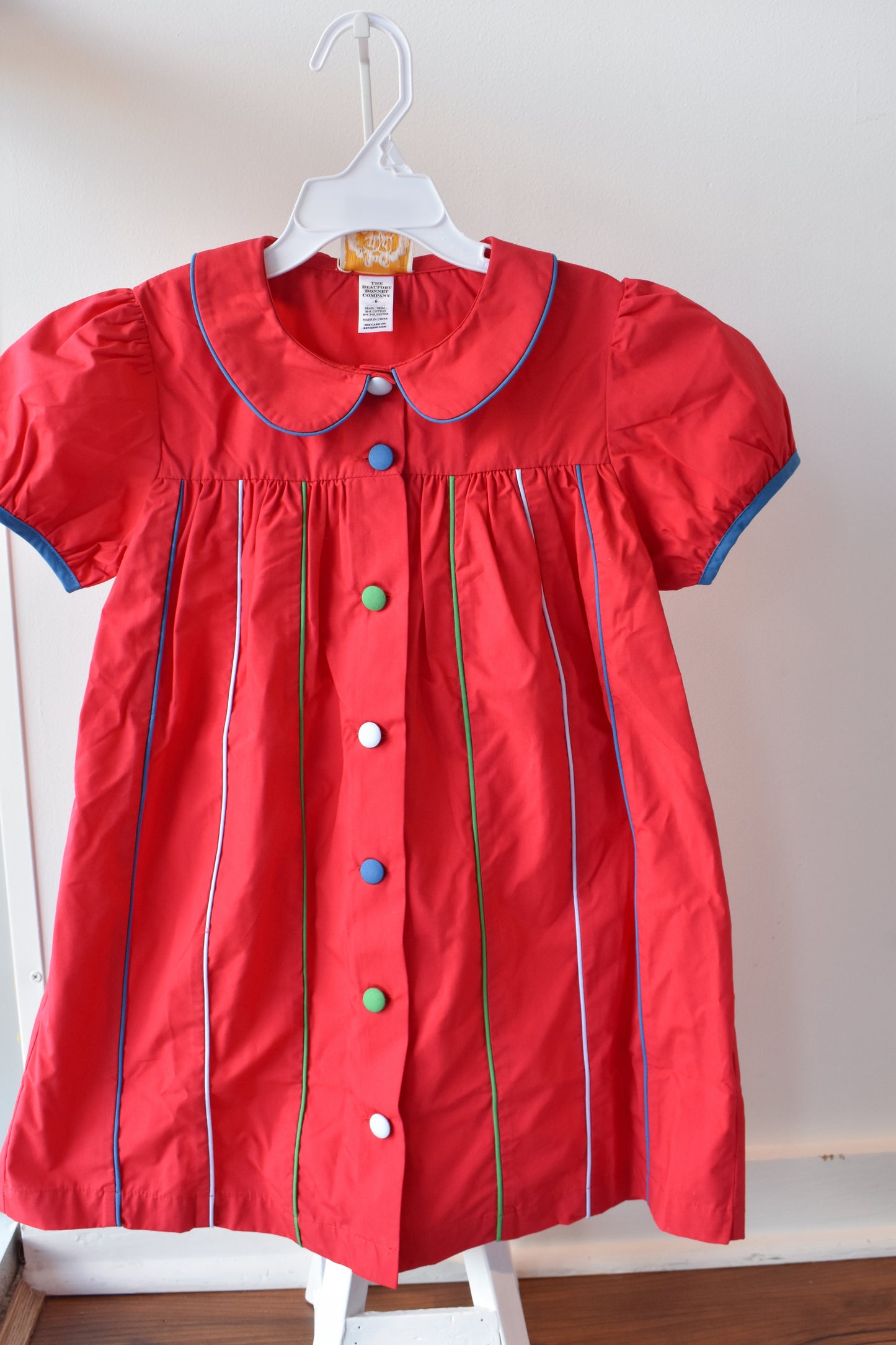 Tabitha's Teacher's Pet Dress-Richmond Red/Wood Boat Blue