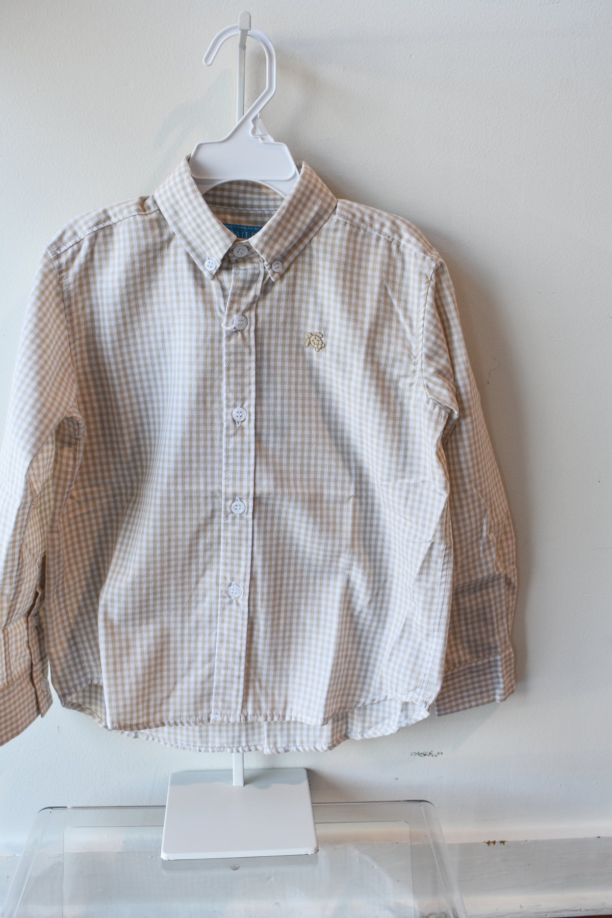 Roscoe Button Down Dress Shirt-Khaki Check