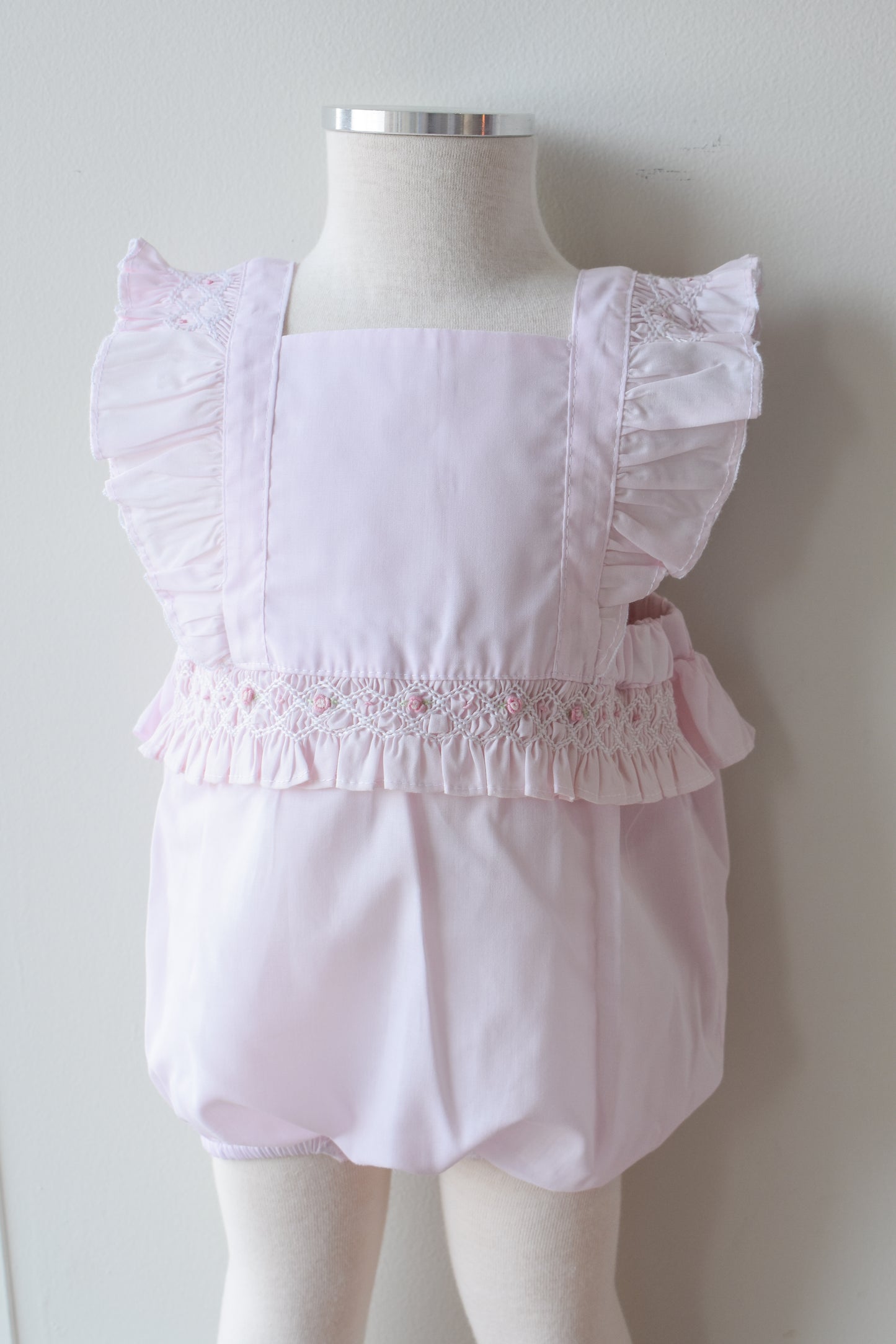 Pink Heirloom Smocked Ruffle Bubble