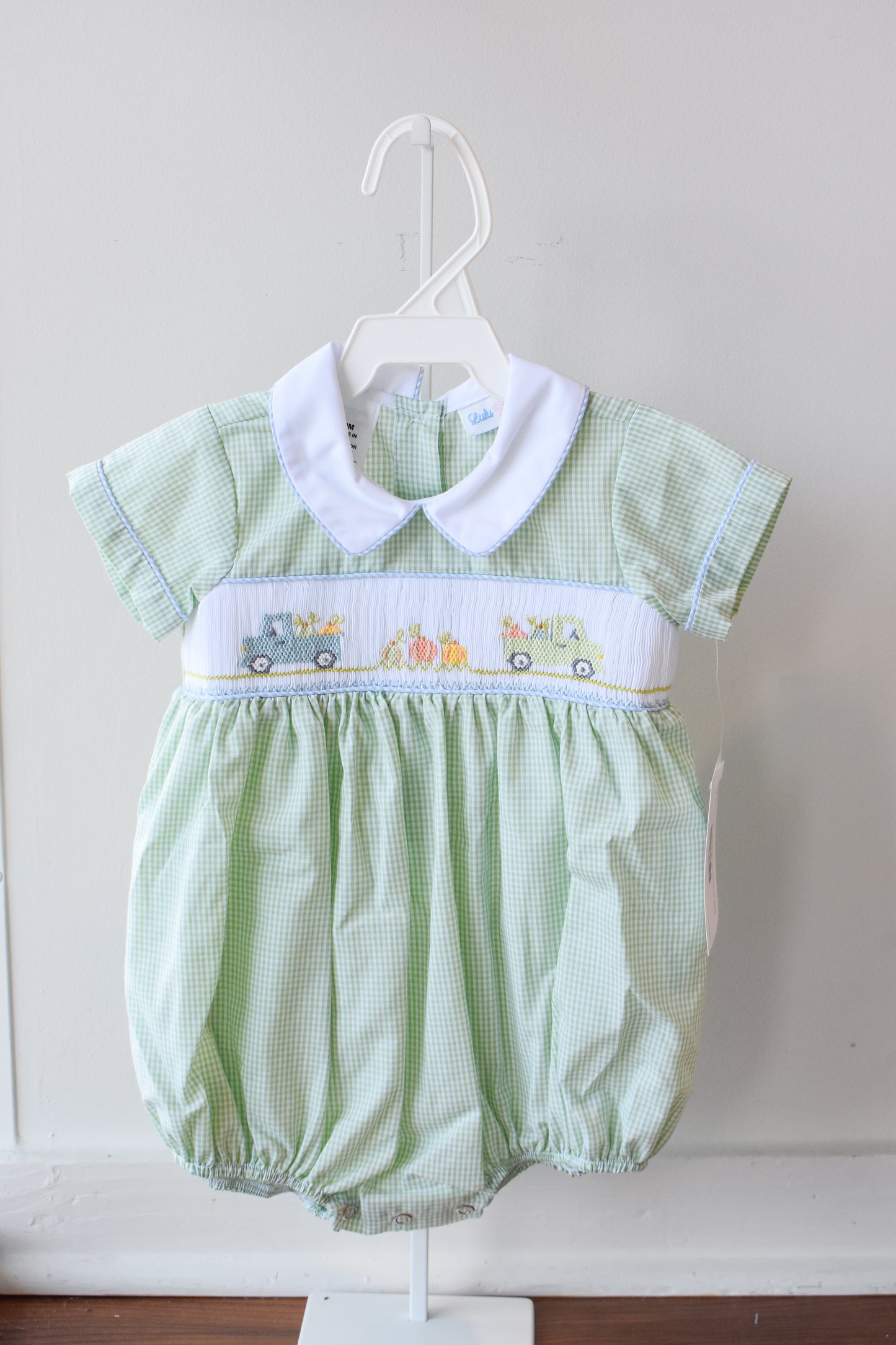 Noah’s Pumpkin Pickup Smocked Bubble
