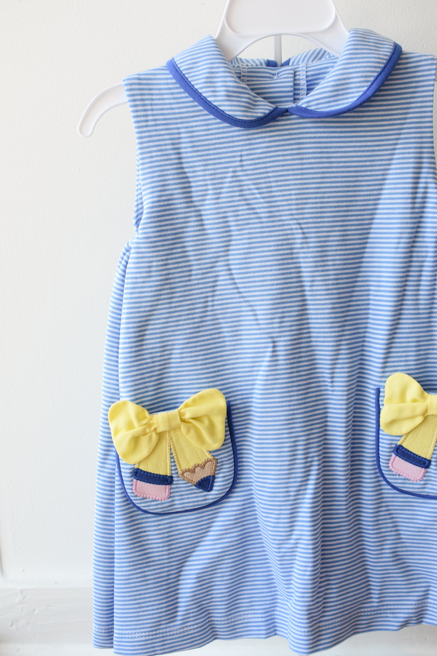 Pencil Pocket Sarah Jumper-Periwinkle Stripe Knit
