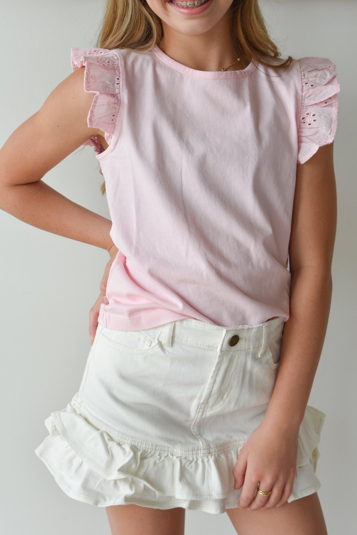Ruffled Denim Mini Skirt