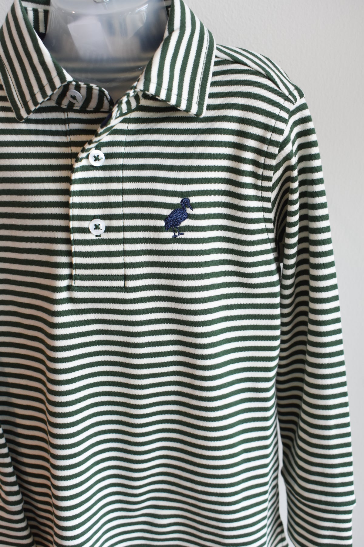 Prim and Proper Polo LS-Grier Green/Palmetto Pearl Stripe