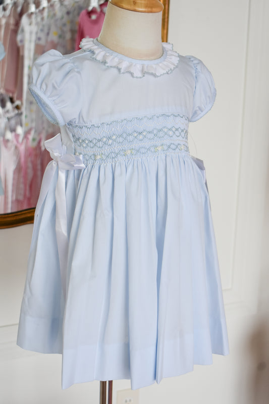 "Something Blue" Rose Smocked Dress