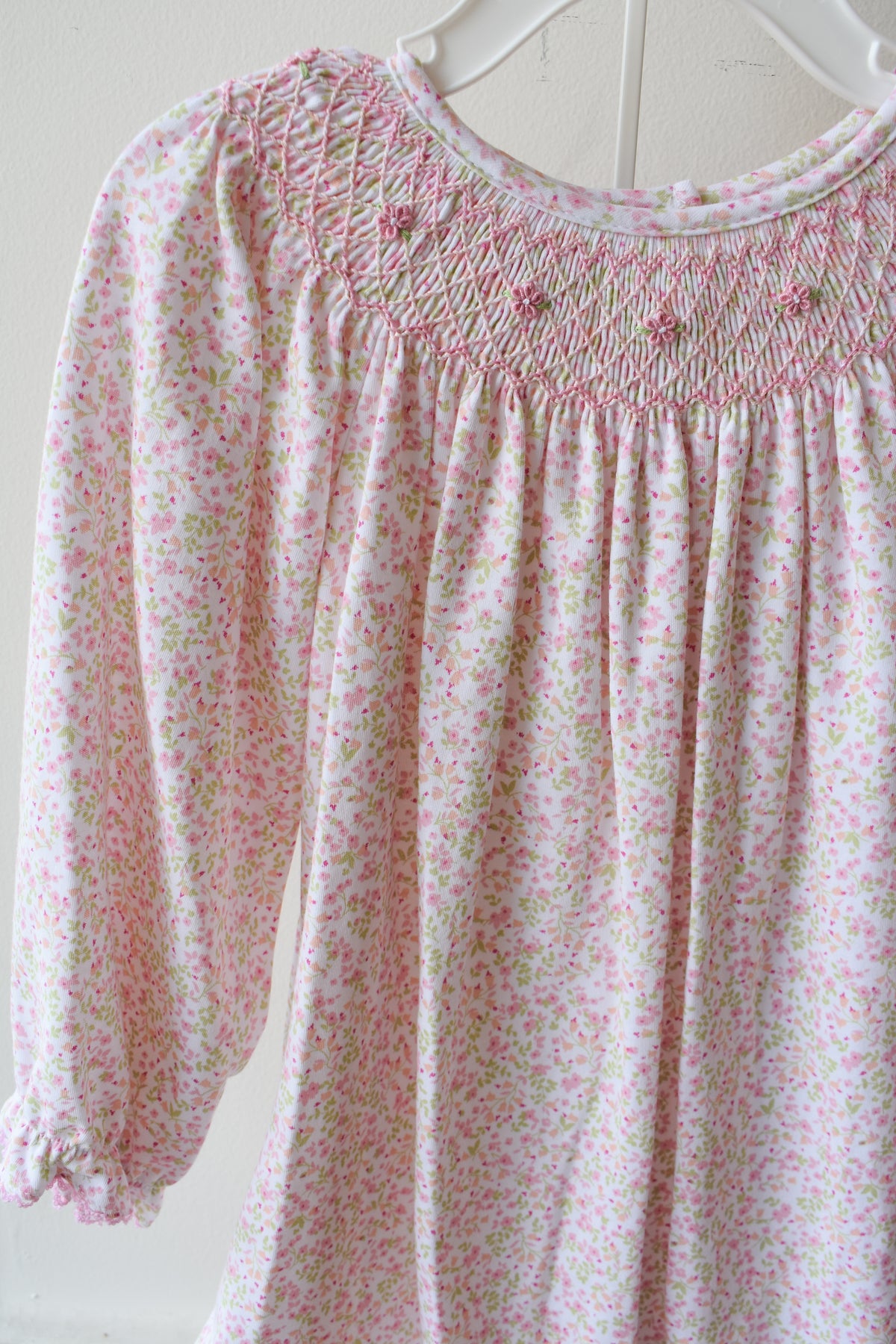 Harper Mini Floral Smocked Knit Bishop Dress