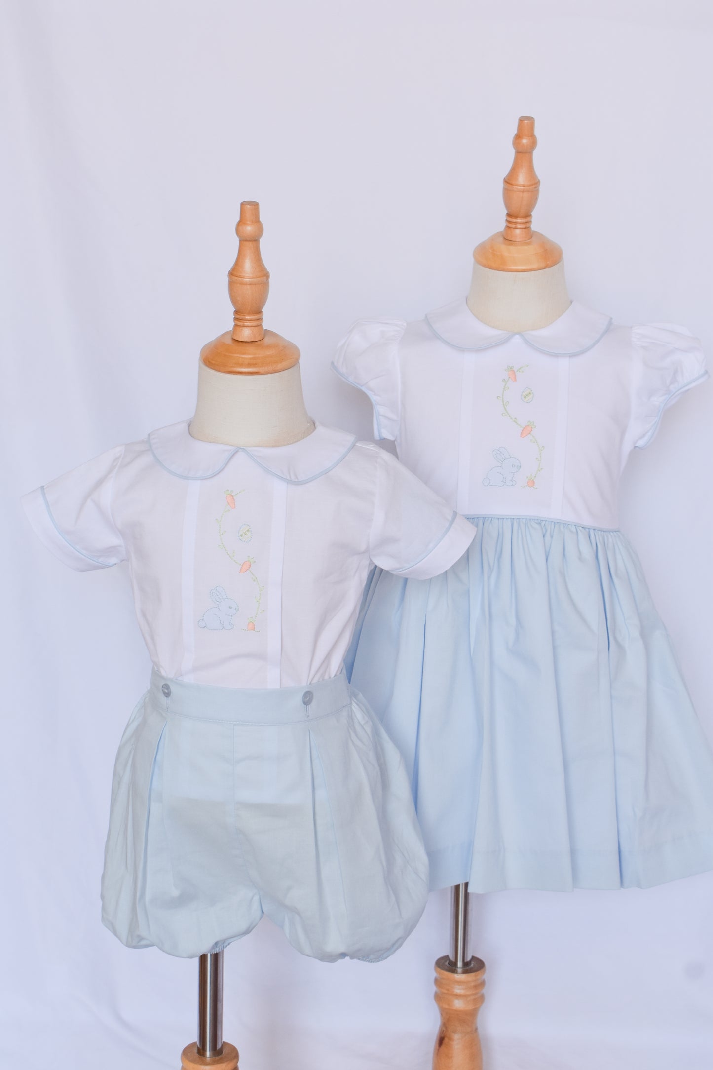 Boy's Heirloom Button On Bubble-Blue Bunny