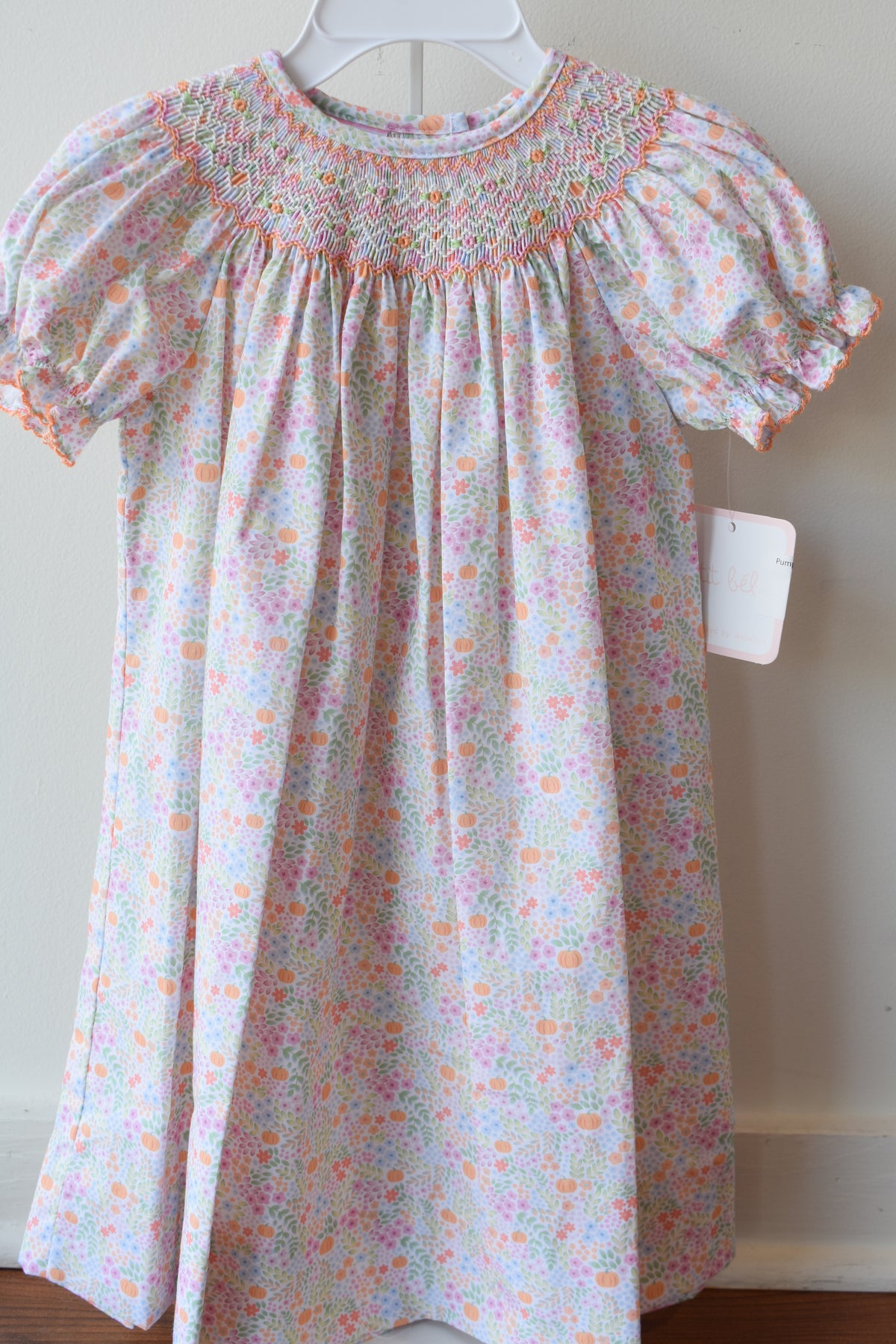 Pumpkin Patch Florals Smocked Bishop Dress