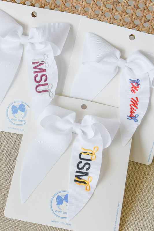 Embroidered Gameday Whimsy Tail Bow