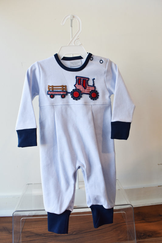 Farm Tour Stripe Long Sleeve Romper