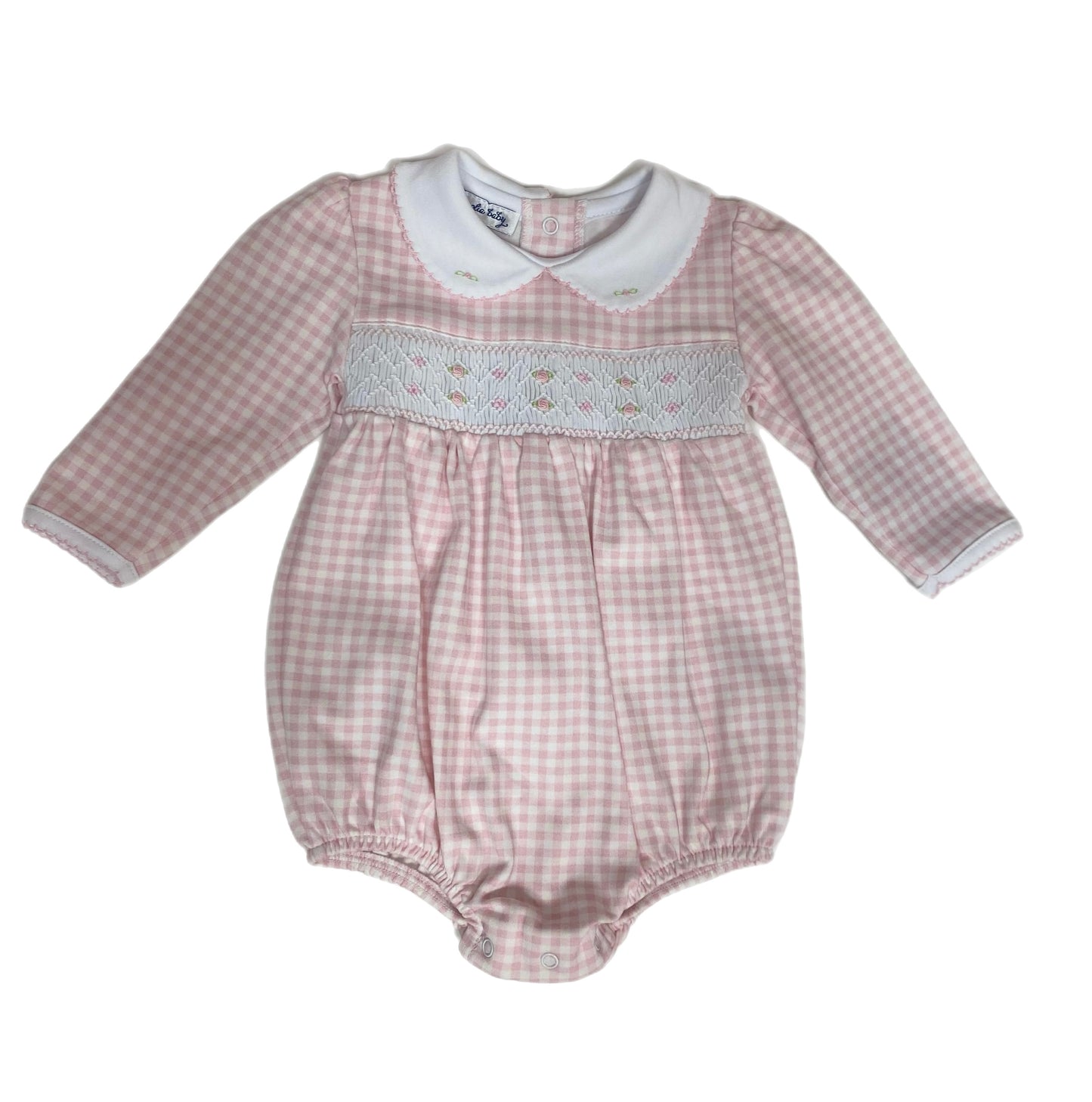 Gingham Pink Smocked Bubble